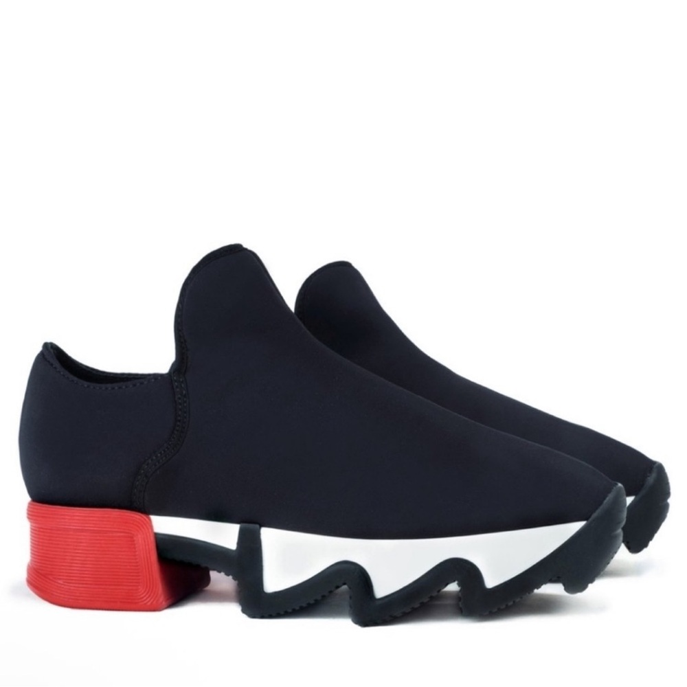 iRi Red-Black Leather Platform Sneakers sz 7 - Picture 4 of 9